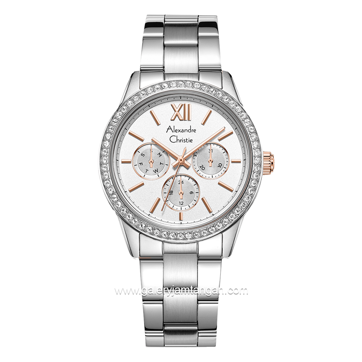 Alexandre Christie AC 2A46 BF Silver Dial White  Multifunction Stainless Steel Strap