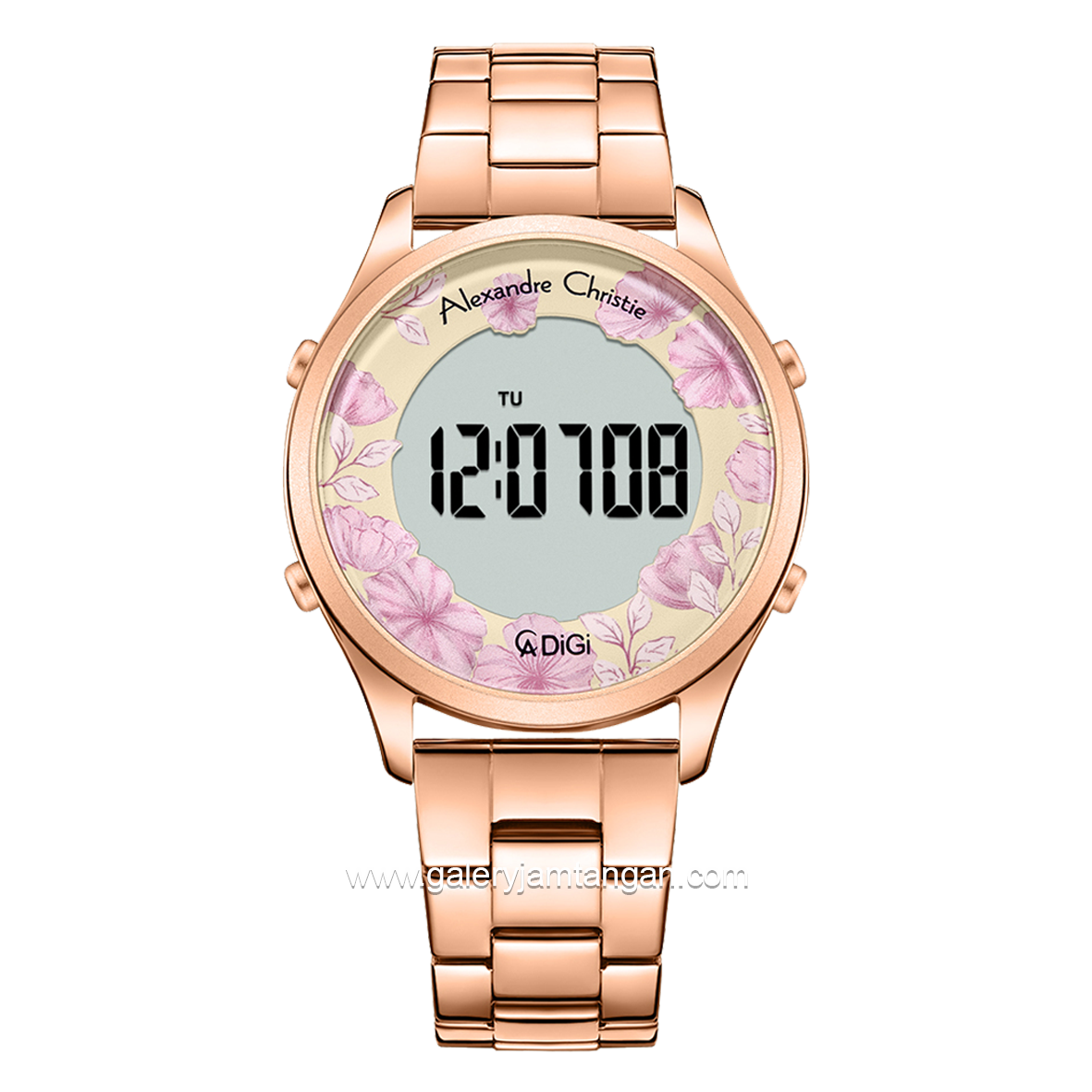 Alexandre Christie AC 9363 LH Rosegold Dial Purple Digital Stainless Steel