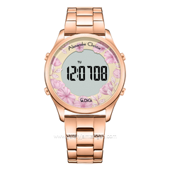 Alexandre Christie AC 9363 LH Rosegold Dial Purple Digital Stainless Steel