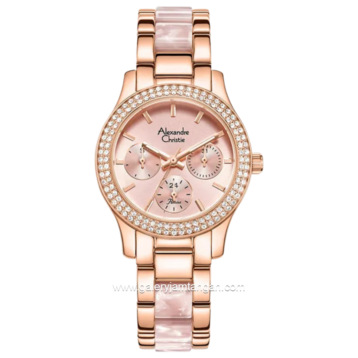 Alexandre Christie AC 2932 BF Pink Rosegold Dual Tone Stainless Steel With Acetate Strap