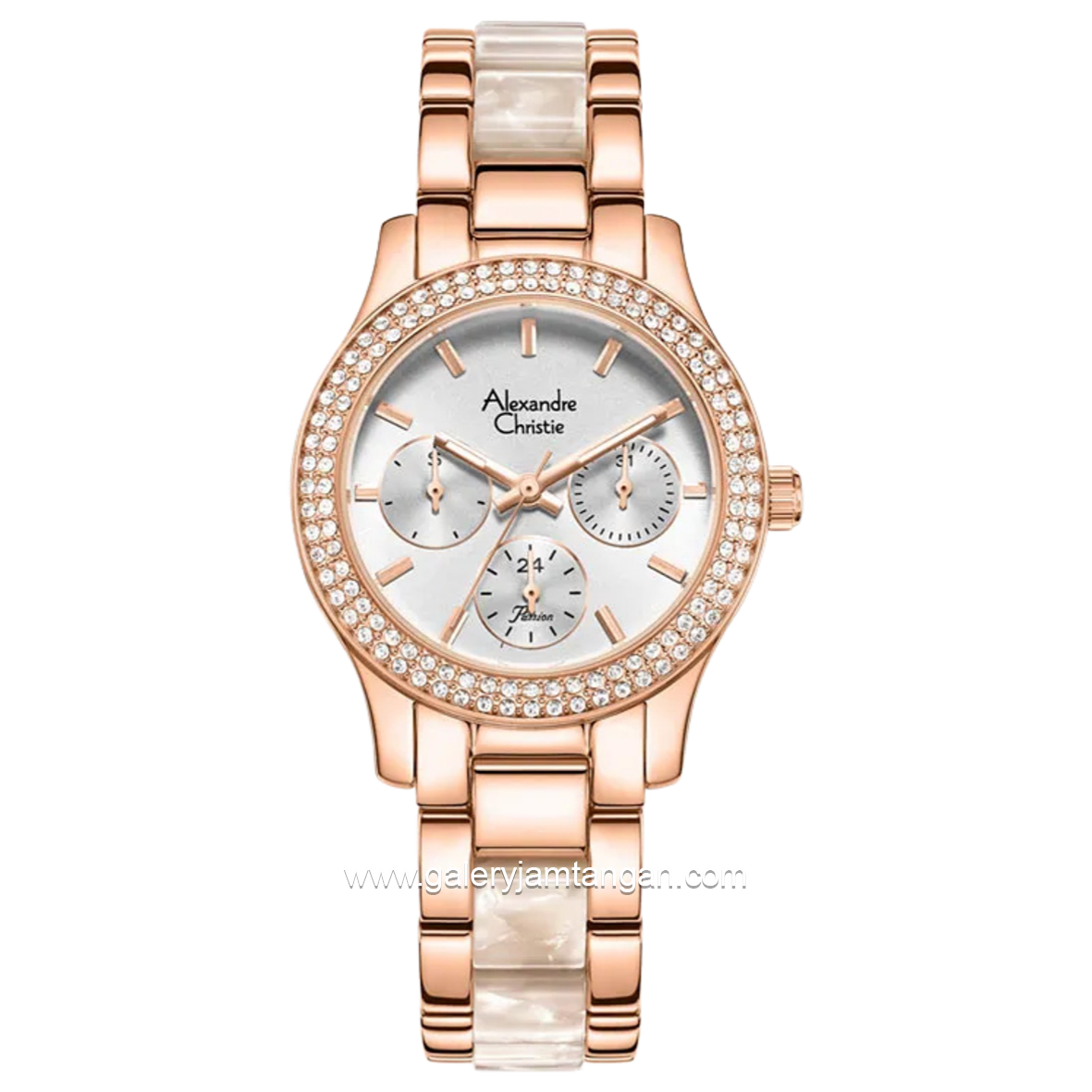 Alexandre Christie AC 2932 BF Rosegold Dial Silver Dual Tone Stainless Steel With Acetate Strap