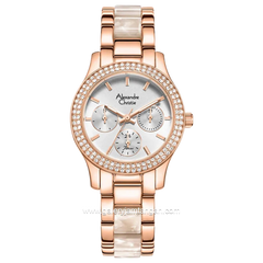 Alexandre Christie AC 2932 BF Rosegold Dial Silver Dual Tone Stainless Steel With Acetate Strap