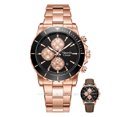 Alexandre Christie AC 6141 MC Limited Edition Anniv 25Thn Rosegold Dial Black
