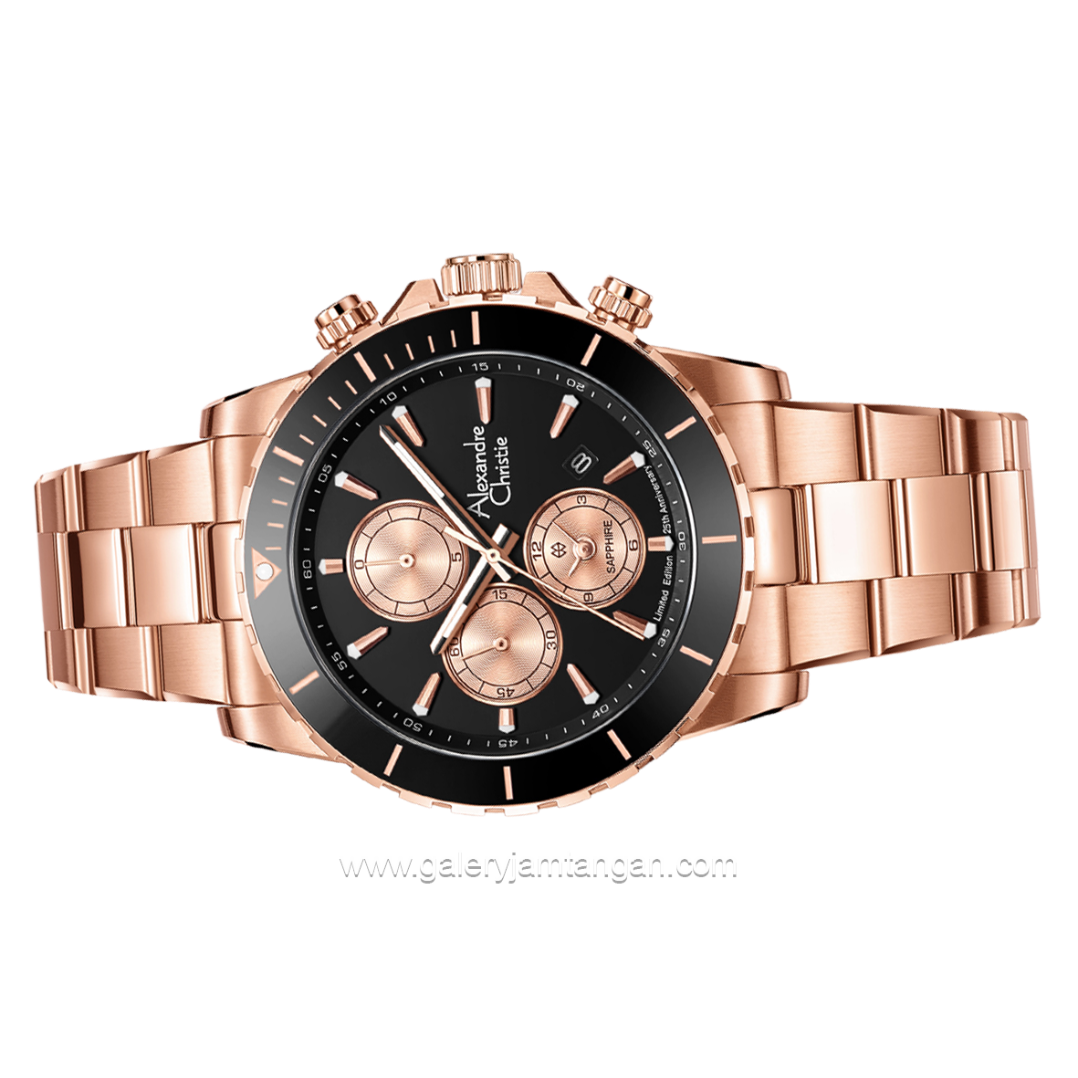 Alexandre Christie AC 6141 MC Limited Edition Anniv 25Thn Rosegold Dial Black