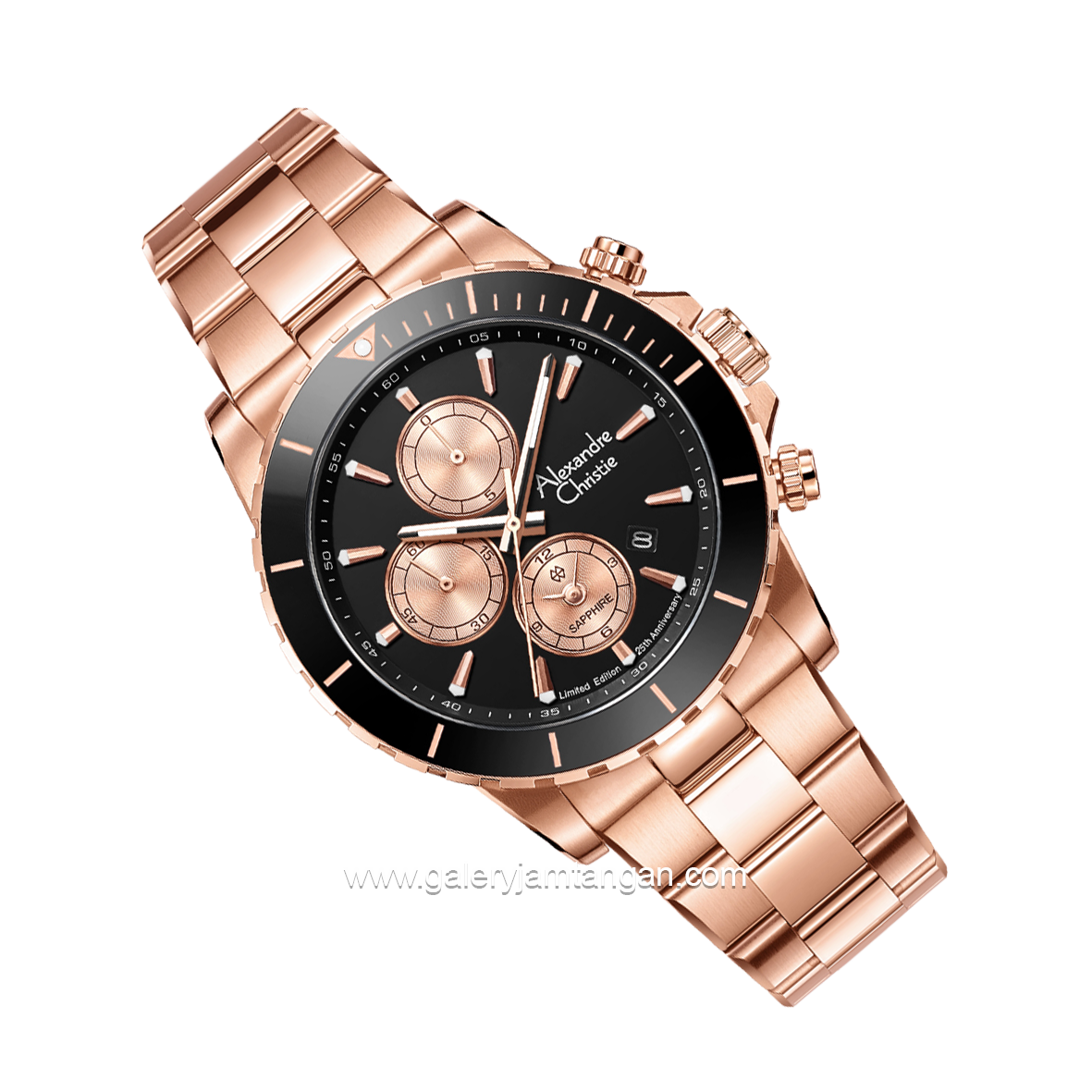 Alexandre Christie AC 6141 MC Limited Edition Anniv 25Thn Rosegold Dial Black