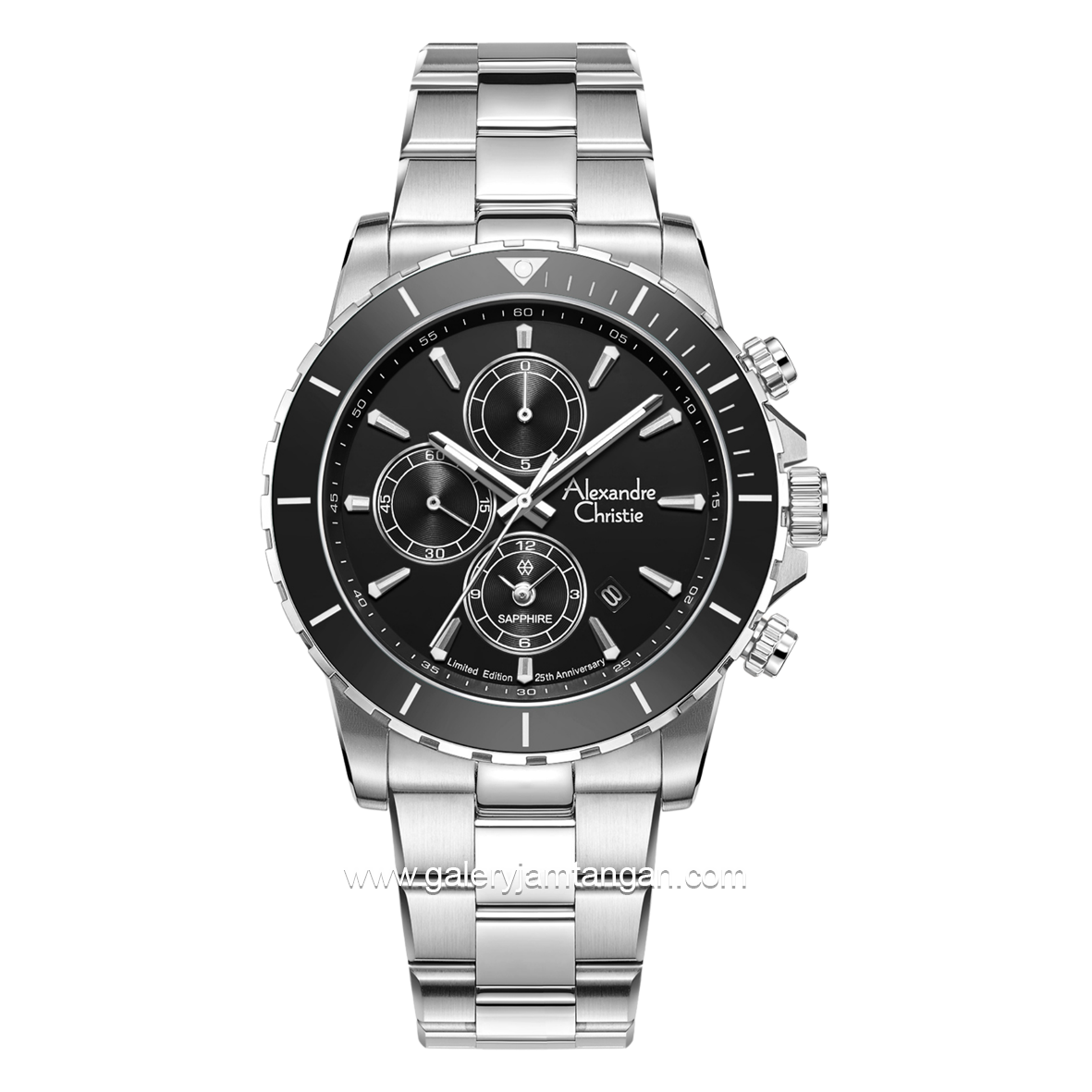 Alexandre Christie AC 6141 MC Limited Edition Anniv 25Thn Silver Dial Black