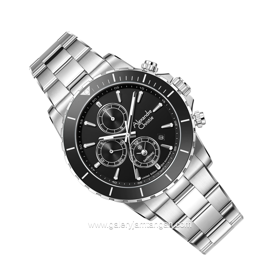Alexandre Christie AC 6141 MC Limited Edition Anniv 25Thn Silver Dial Black
