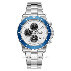 Alexandre Christie AC 6141 MC Limited Edition Anniv 25Thn Silver Dial White Ring Blue