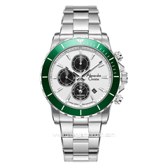 Alexandre Christie AC 6141 MC Limited Edition Anniv 25Thn Silver Dial White Ring Green