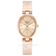 Alexandre Christie AC 2C08 LH BRGLNPN Pink Dial Rose Gold St Steel Acetate Strap