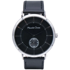 Alexandre Christie AC F8493 MSLSSBA Black Dial Black Leather Strap