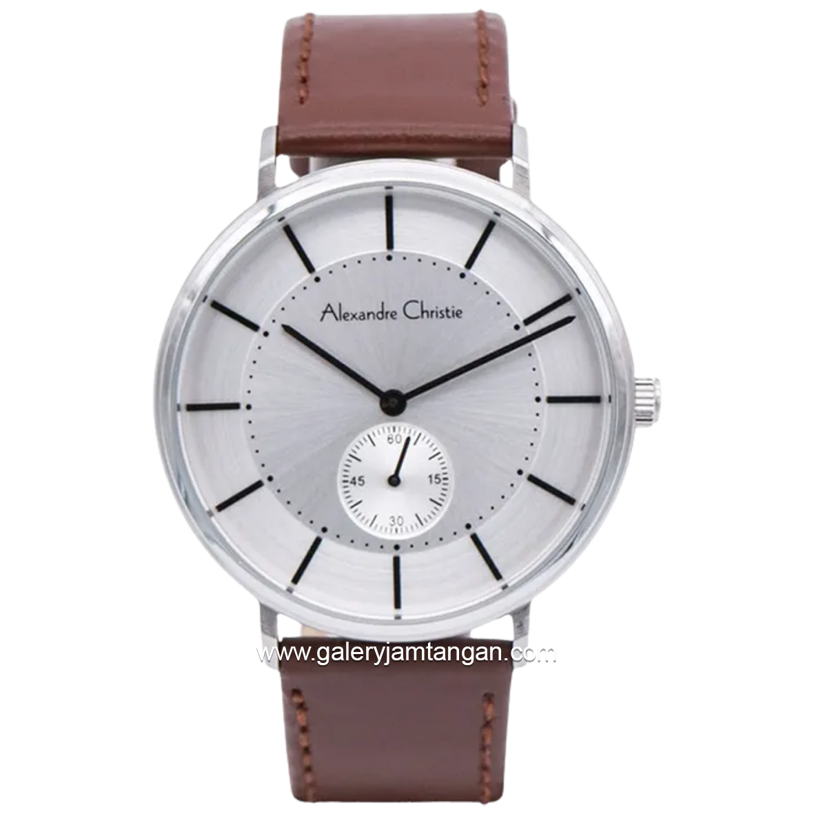 Alexandre Christie ACF8493 MSLSSSL Brown Dial White Leather Strap
