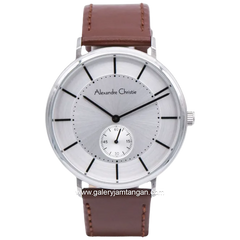 Alexandre Christie ACF8493 MSLSSSL Brown Dial White Leather Strap