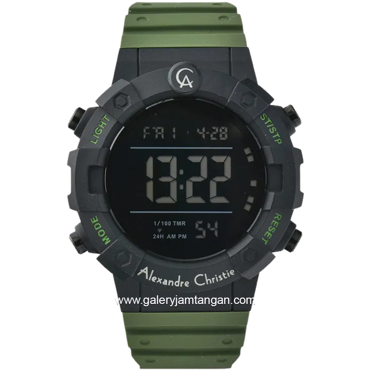 Alexandre Christie AC 9388 MH Army Black Digital Rubber Strap