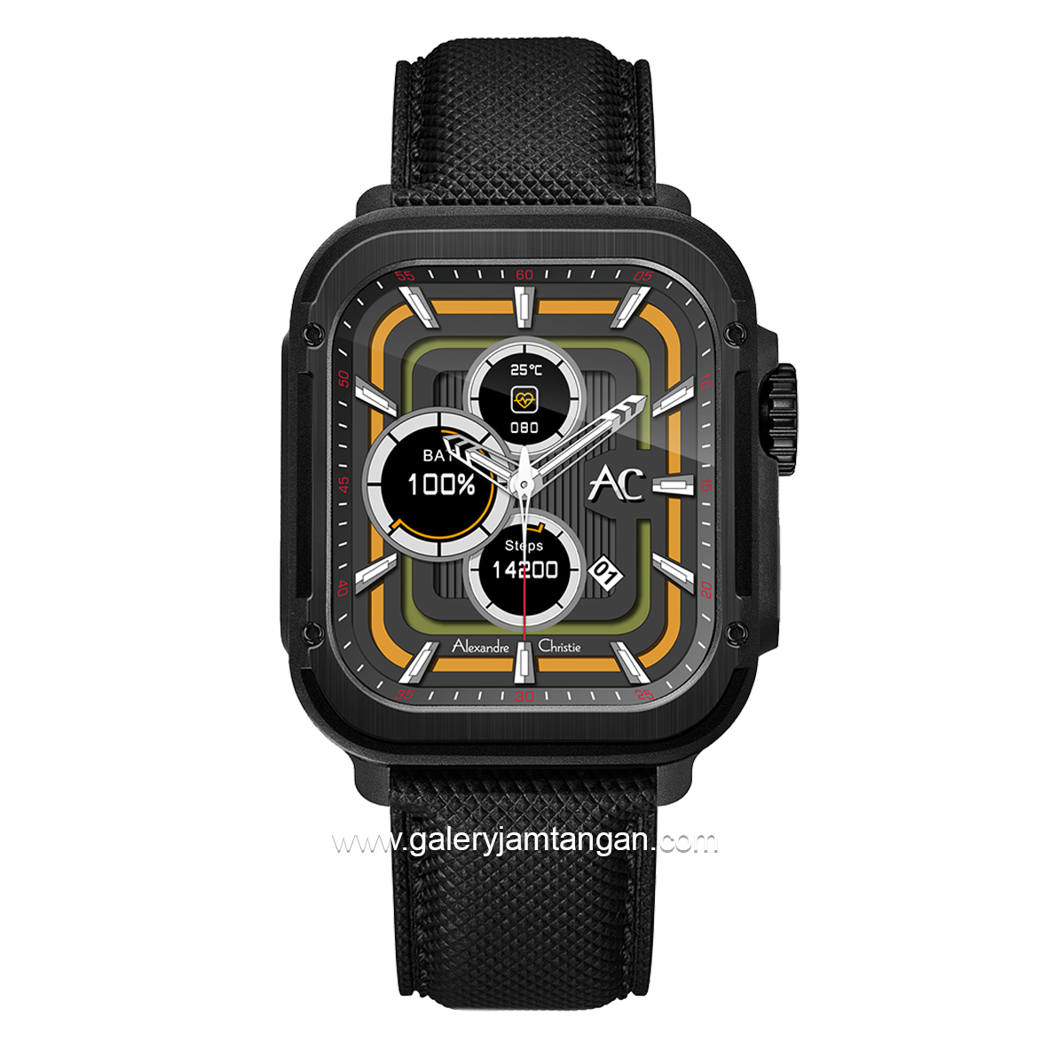 Alexandre Christie AC Smart Gen 3 - AC S003 MFL Smartwatch IP Black Leather + Extra Strap Rubber