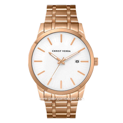 CHRIST VERRA CV 10636G-15 SLV Men's Watches Rosegold Dial White Stainless Steel