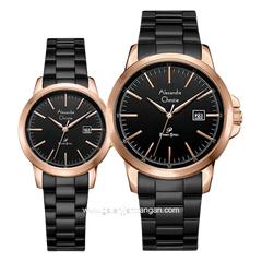 Alexandre Christie Primo Style AC 1008 MD & AC 1008 LD Black Ring Rosegold Stainless Steel