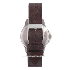 Alexandre Christie AC 1017 MD & AC 1017 LD Brown Dial White Leather Strap