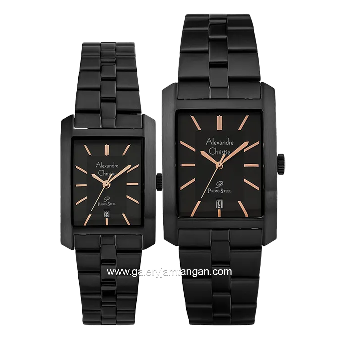 Alexandre Christie AC 1019 MD & AC 1019 LD Black Hour Marker Rosegold Stainless Steel