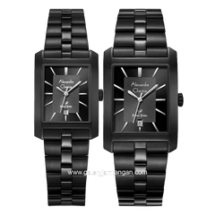 Alexandre Christie AC 1019 MD & AC 1019 LD Black Hour Marker Silver Stainless Steel