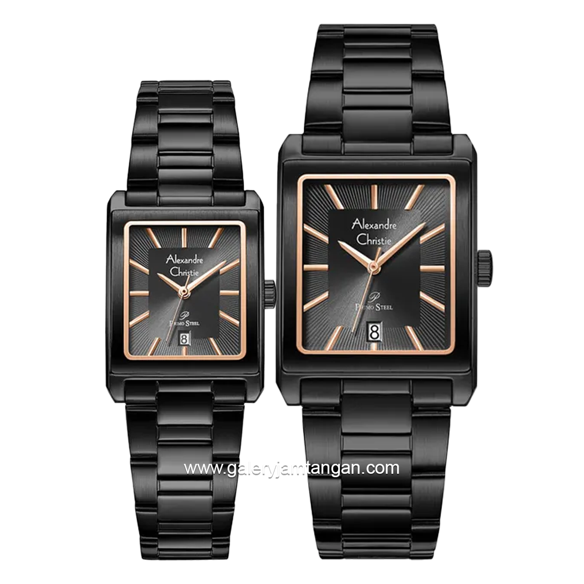 Alexandre Christie AC 1039 MD & AC 1039 LD Black Hour Marker Rosegold Stainless Steel