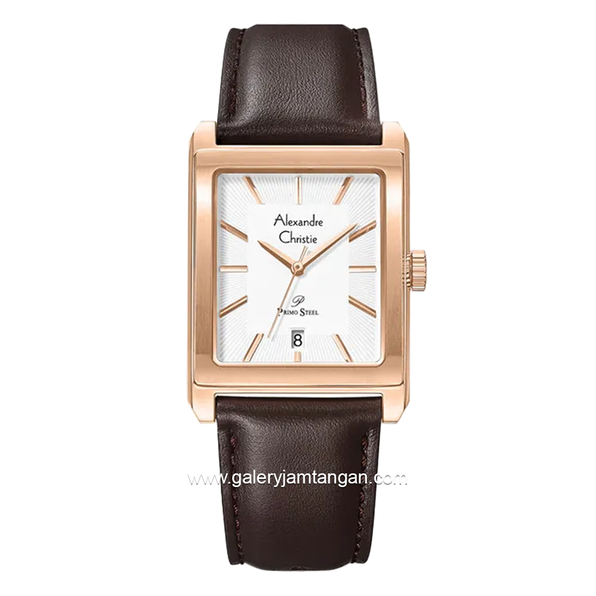 Alexandre Christie AC 1039 MD & AC 1039 LD Brown Rosegold Leather Strap
