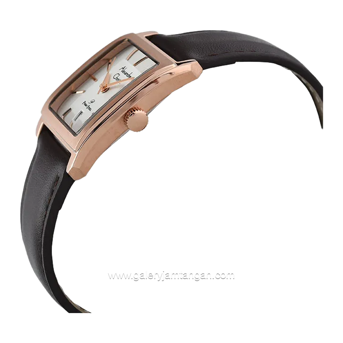 Alexandre Christie AC 1039 MD & AC 1039 LD Brown Rosegold Leather Strap