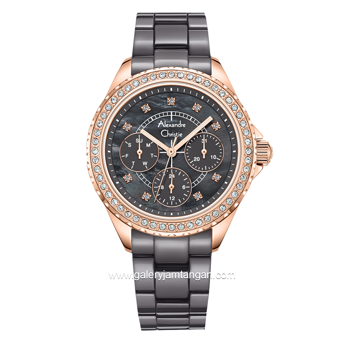 Alexandre Christie AC 2B16 BF Brown Rosegold Multifunction Ceramic Strap