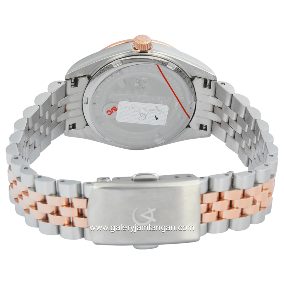 Alexandre Christie AC 5013 LD Silver Combinasi Dial Rosegold Sapphire Crystal Glass