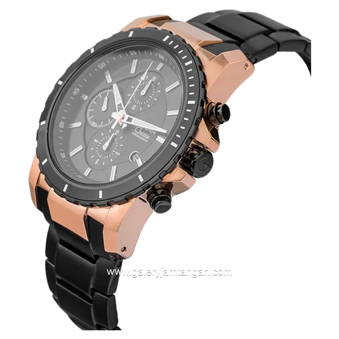 Alexandre Christie AC 6141 MC Black Rosegold Chronograph Stainless Steel Strap
