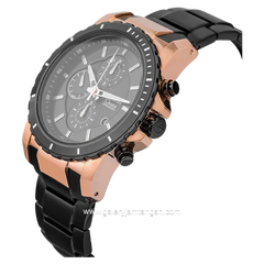 Alexandre Christie AC 6141 MC Black Rosegold Chronograph Stainless Steel Strap