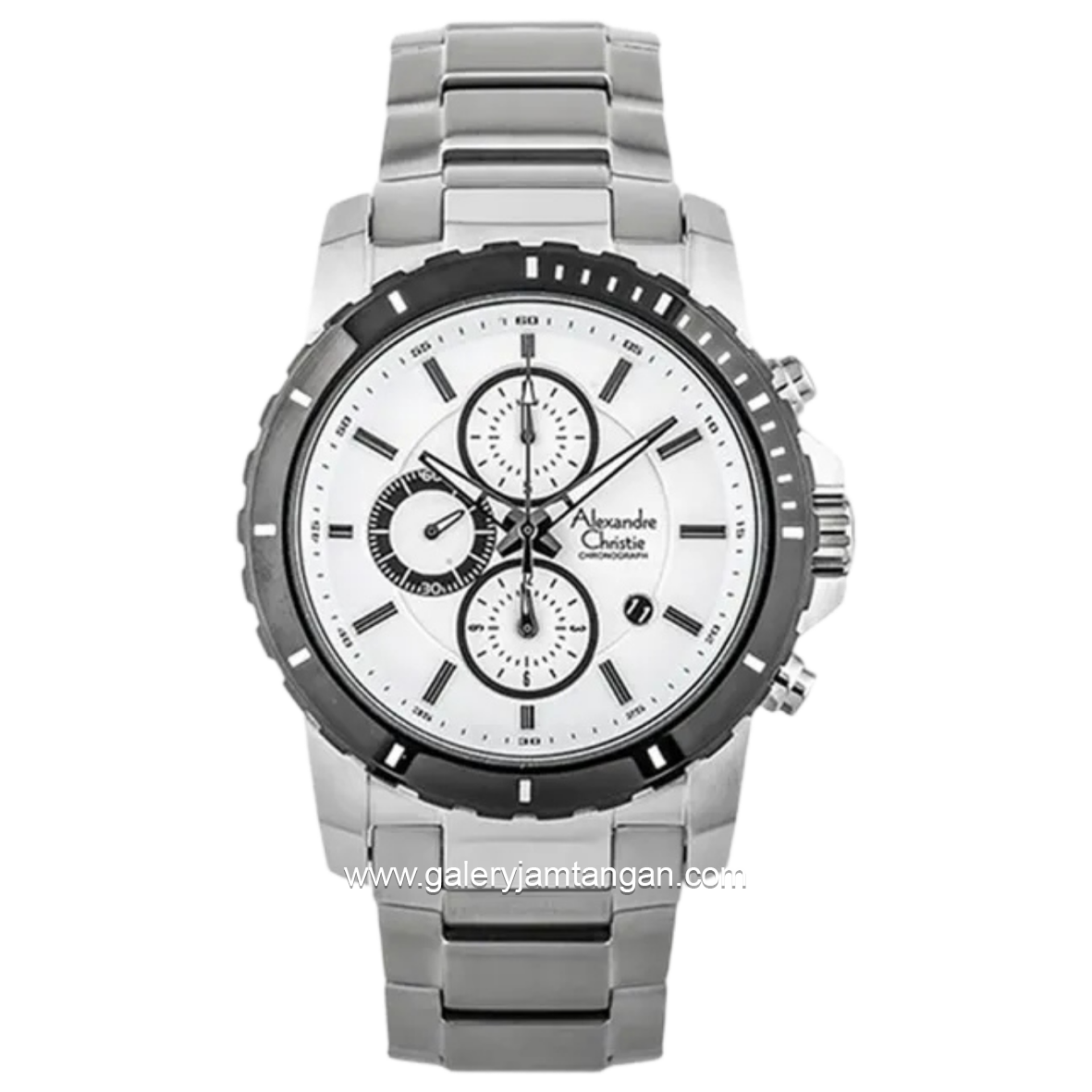 Alexandre Christie AC 6141 MC Silver Dial White Chronograph Stainless Steel Strap