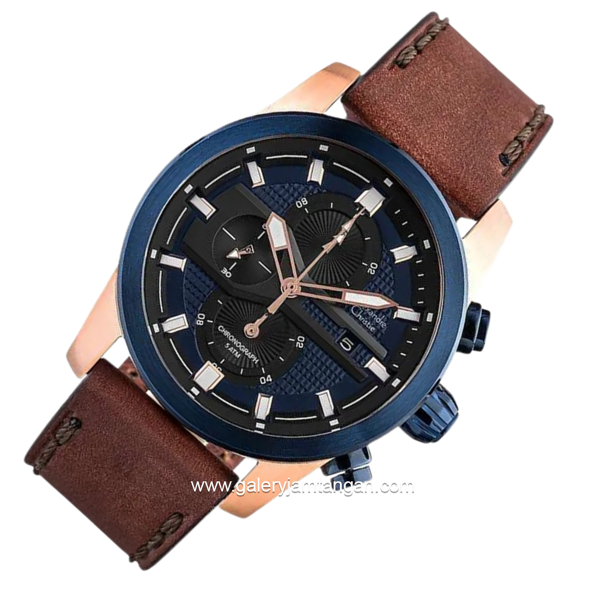 Alexandre Christie Chronograph AC 6562 MC Brown Ring Blue Leather Strap