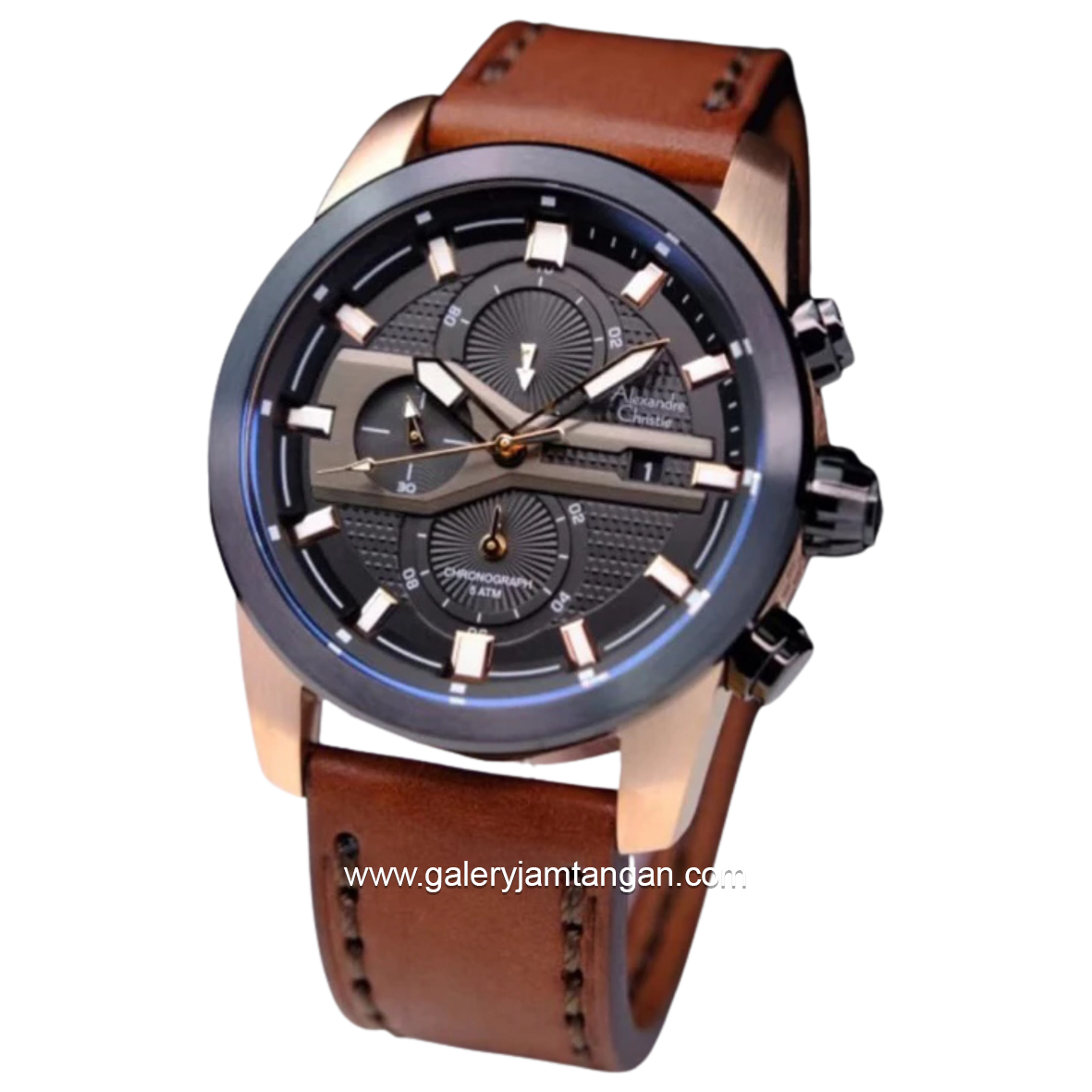 Alexandre Christie Chronograph AC 6562 MC Brown Ring Blue Leather Strap