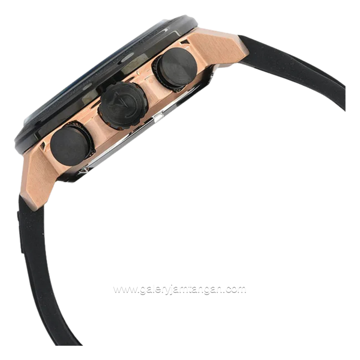 Alexandre Christie AC 6565 MCRBRBA Black Rosegold Chronograph Rubber Strap
