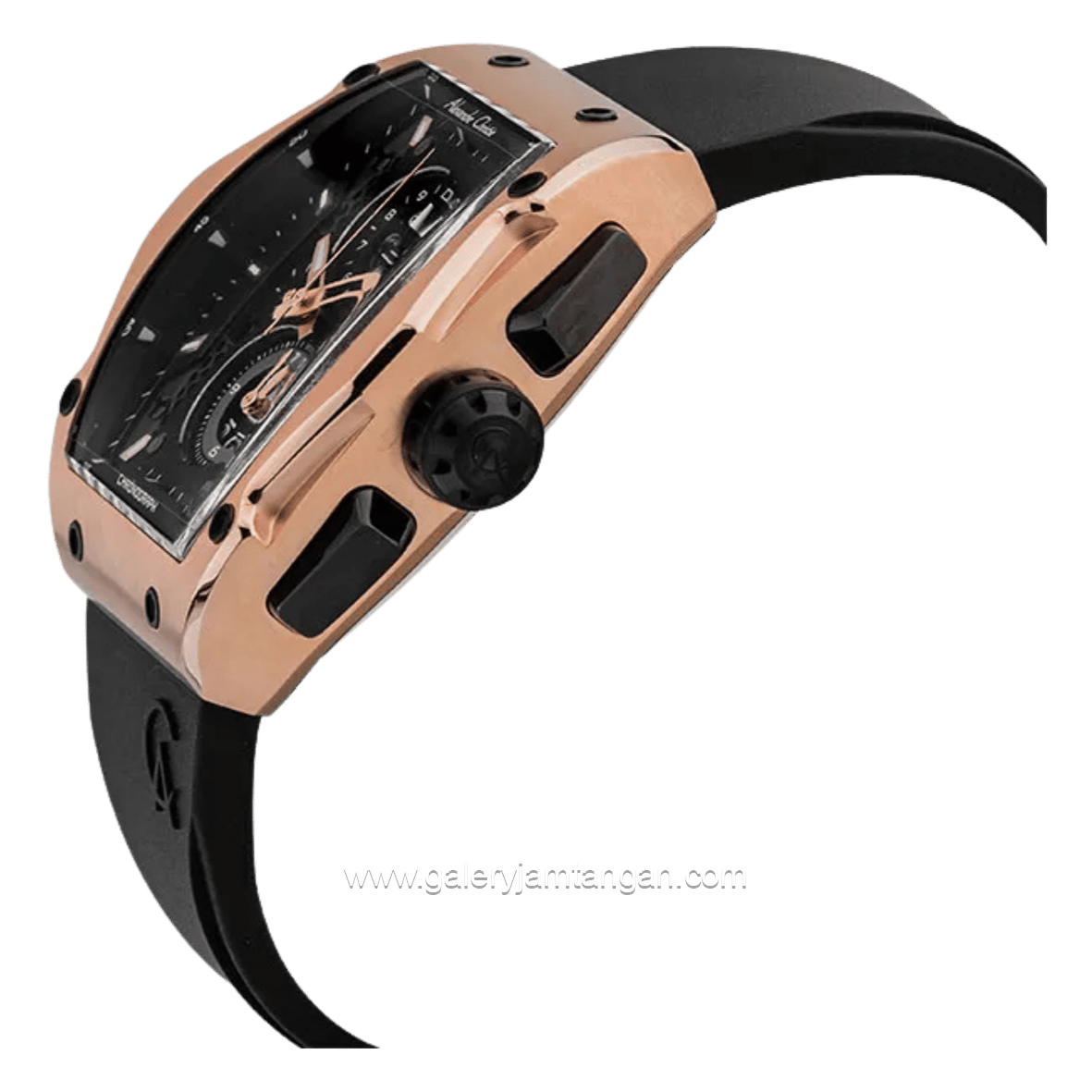 Alexandre Christie AC 6608 MC Black Rosegold Rubber Strap
