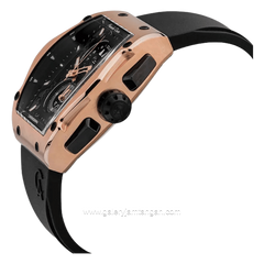 Alexandre Christie AC 6608 MC Black Rosegold Rubber Strap