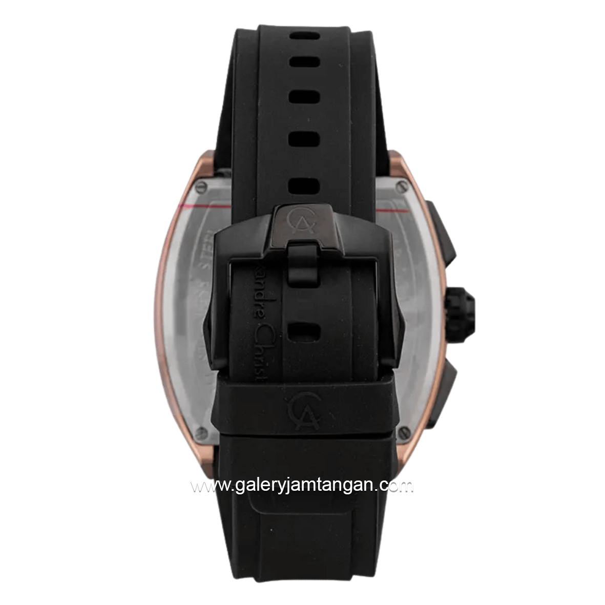 Alexandre Christie AC 6608 MC Black Rosegold Rubber Strap
