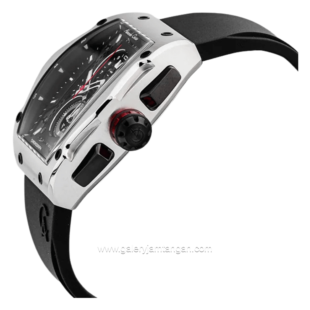 Alexandre Christie AC 6608 MC Black Silver Rubber Strap
