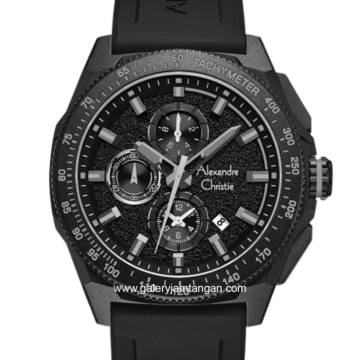 Alexandre Christie AC 6688 MC RIPBA Chronograph Black Hour Marker Gray Rubber Strap