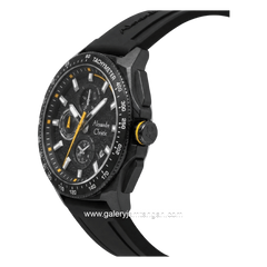 Alexandre Christie AC 6688 MC RIPBAYL Chronograph Black Hour Marker Yellow Rubber Strap