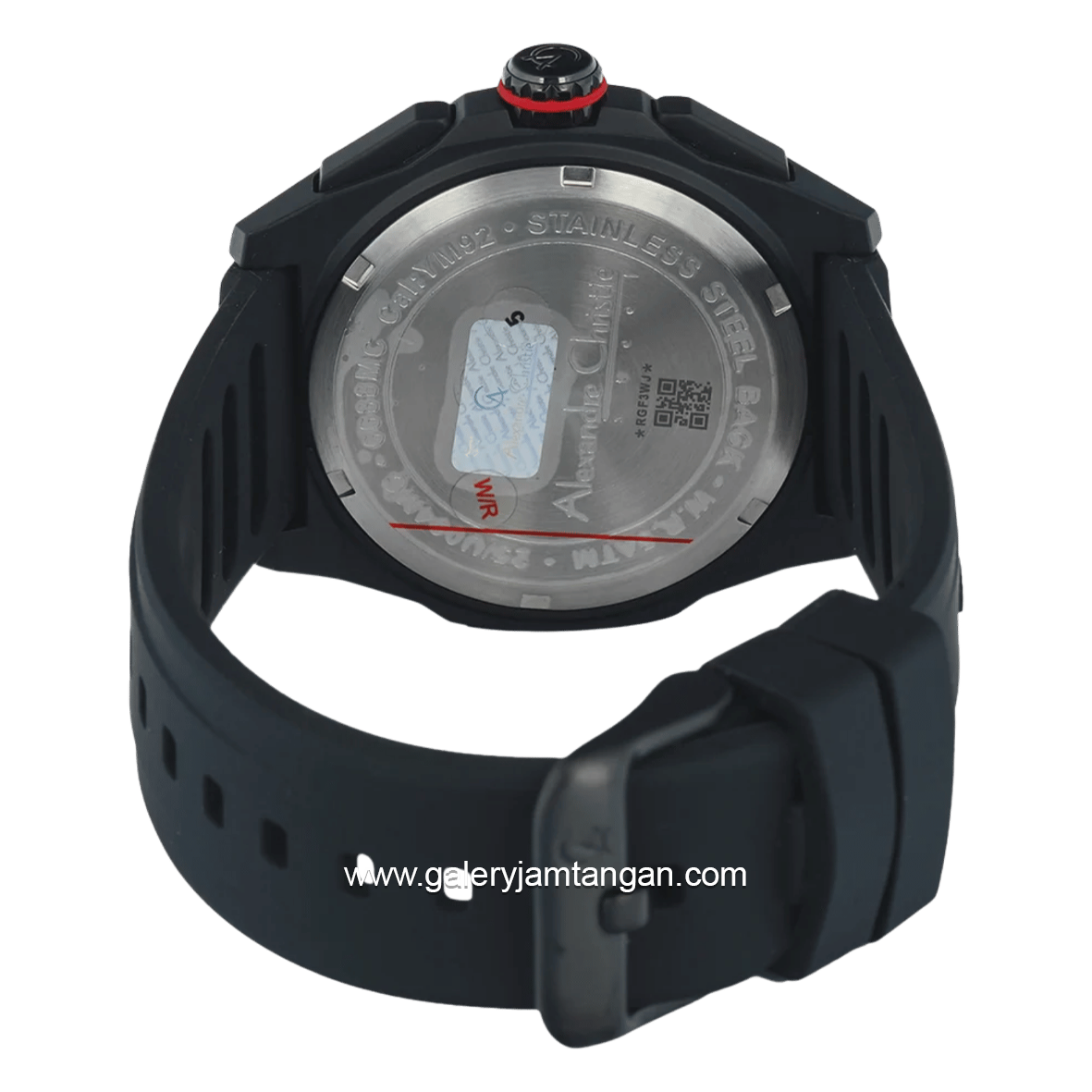 Alexandre Christie AC 6688 MC RIPBARE Chronograph Black Hour Marker Red Rubber Strap