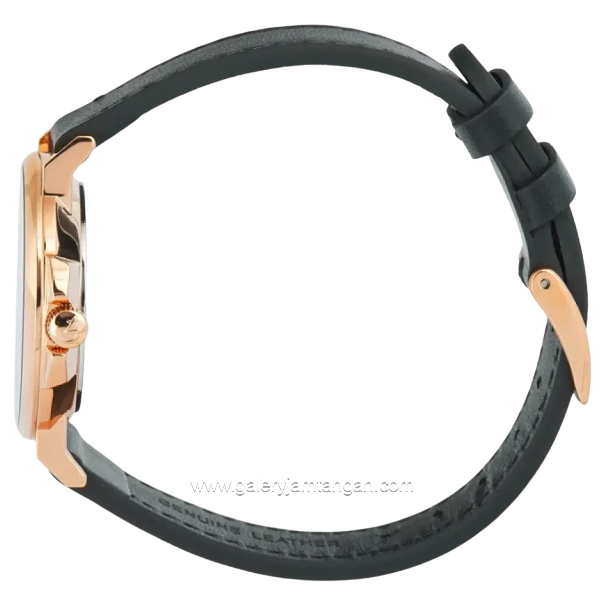 Alexandre Christie AC 8458 MSLRGBA Black Rosegold Dial Black Leather Strap