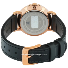 Alexandre Christie AC 8458 MSLRGBA Black Rosegold Dial Black Leather Strap