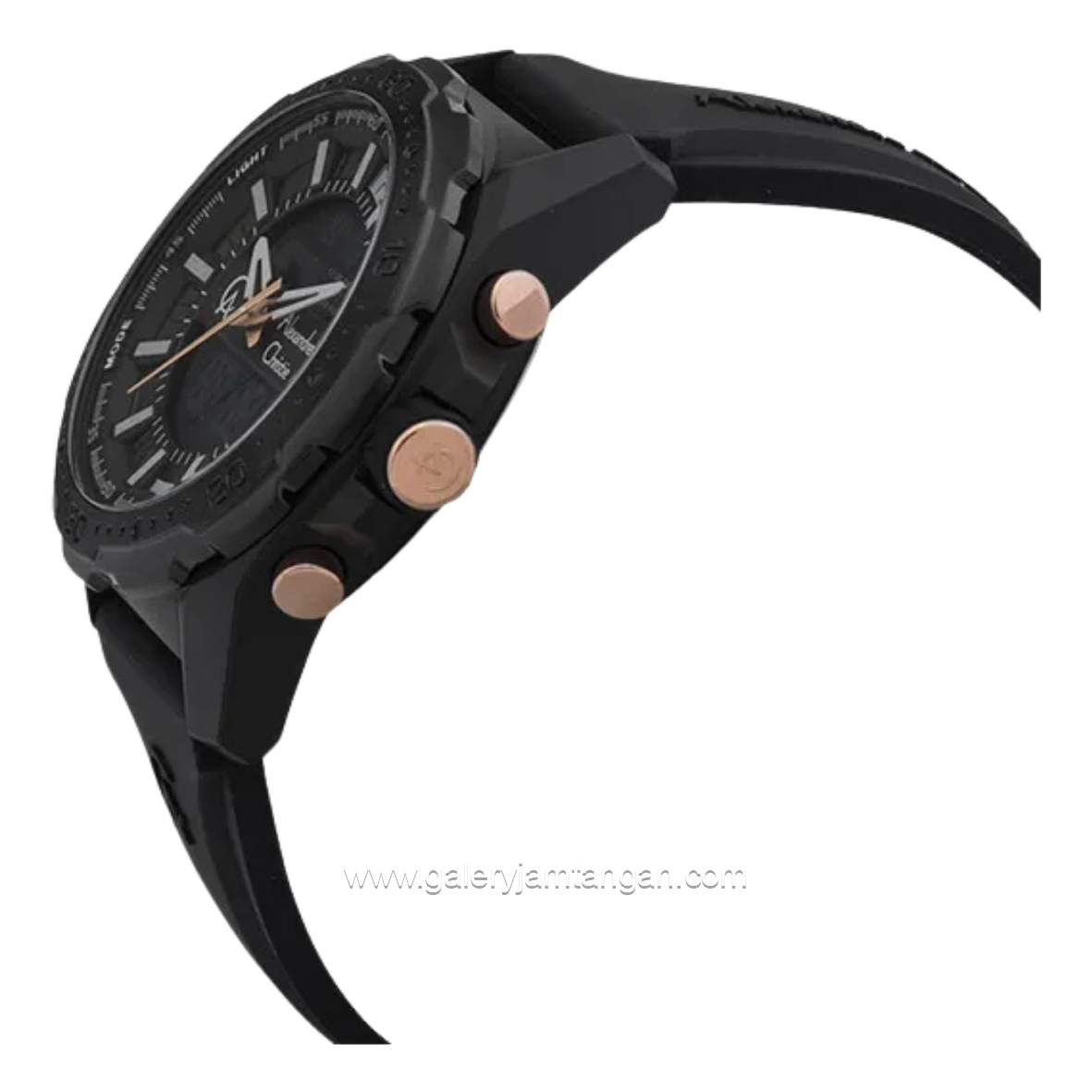 Alexandre Christie AC 9370 MH Black Crown Rosegold Rubber Strap