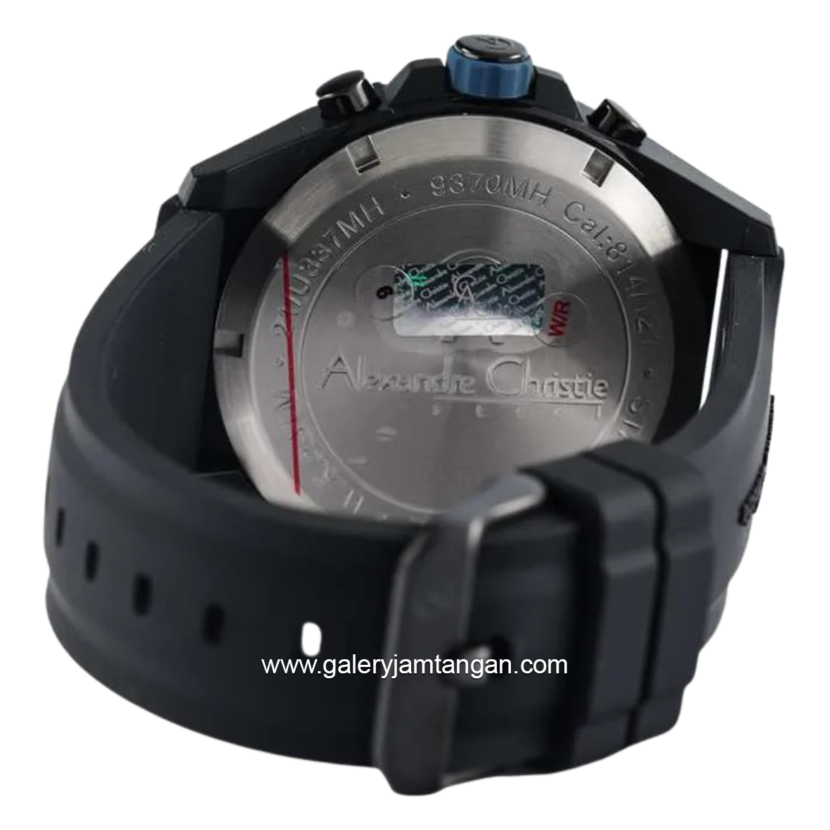 Alexandre Christie AC 9370 MH Black Ring Blue Rubber Strap