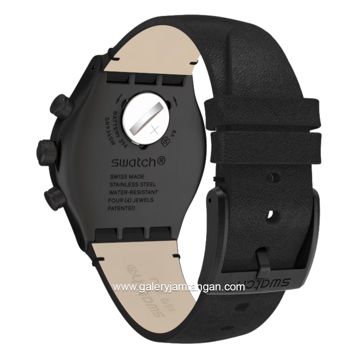 SWATCH YVB410 Black Leather Chronograph Swiss Made