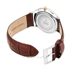 AIGNER TREVISO 2 AGW.240003 Brown Silver Leather Ring Gold Watch Swiss Made