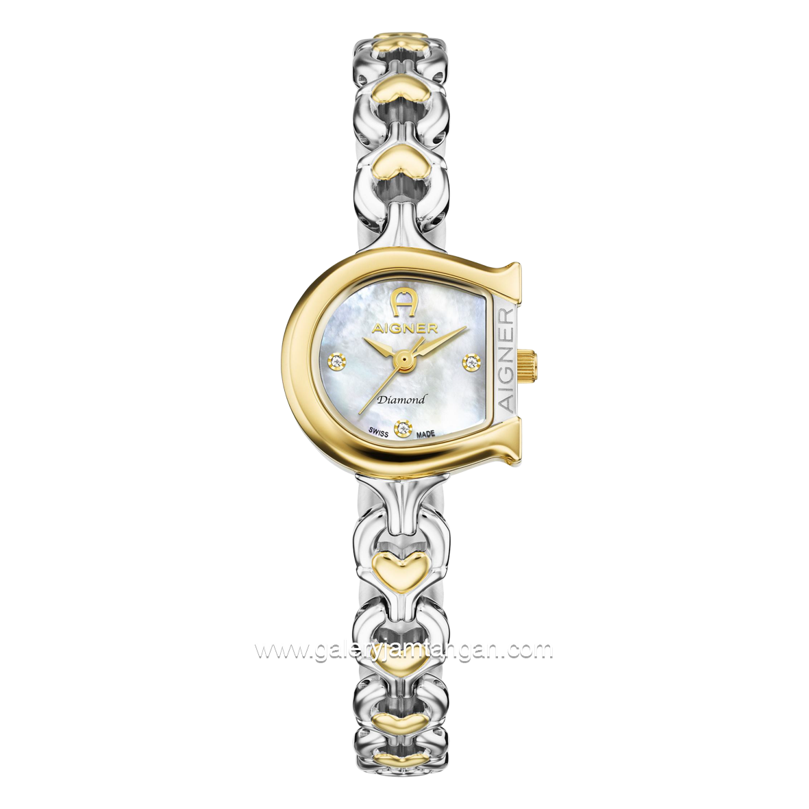 AIGNER NOBILE DIAMOND AGW.289001 Silver Combi Gold Dial White MOP Stainless Steel