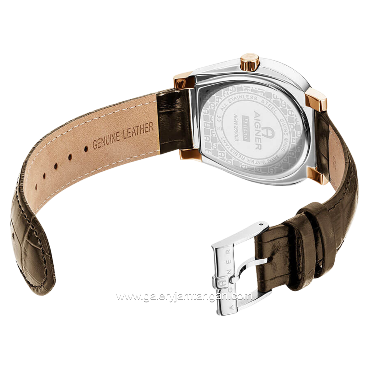 AIGNER DAIANO AGW.269003 Silver Combinasi Brown Leather Strap